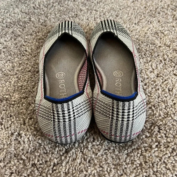 Rothy's Cream Glen Plaid Round Toe Flats - Picture 3 of 7